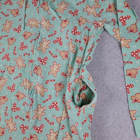Disney Mickey Mouse Holiday Treats One Piece Adult Large Pajamas Hooded W Ears S - Picture 5 of 9